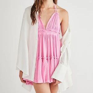 Free People 100 degree Mini Dress pink lace
